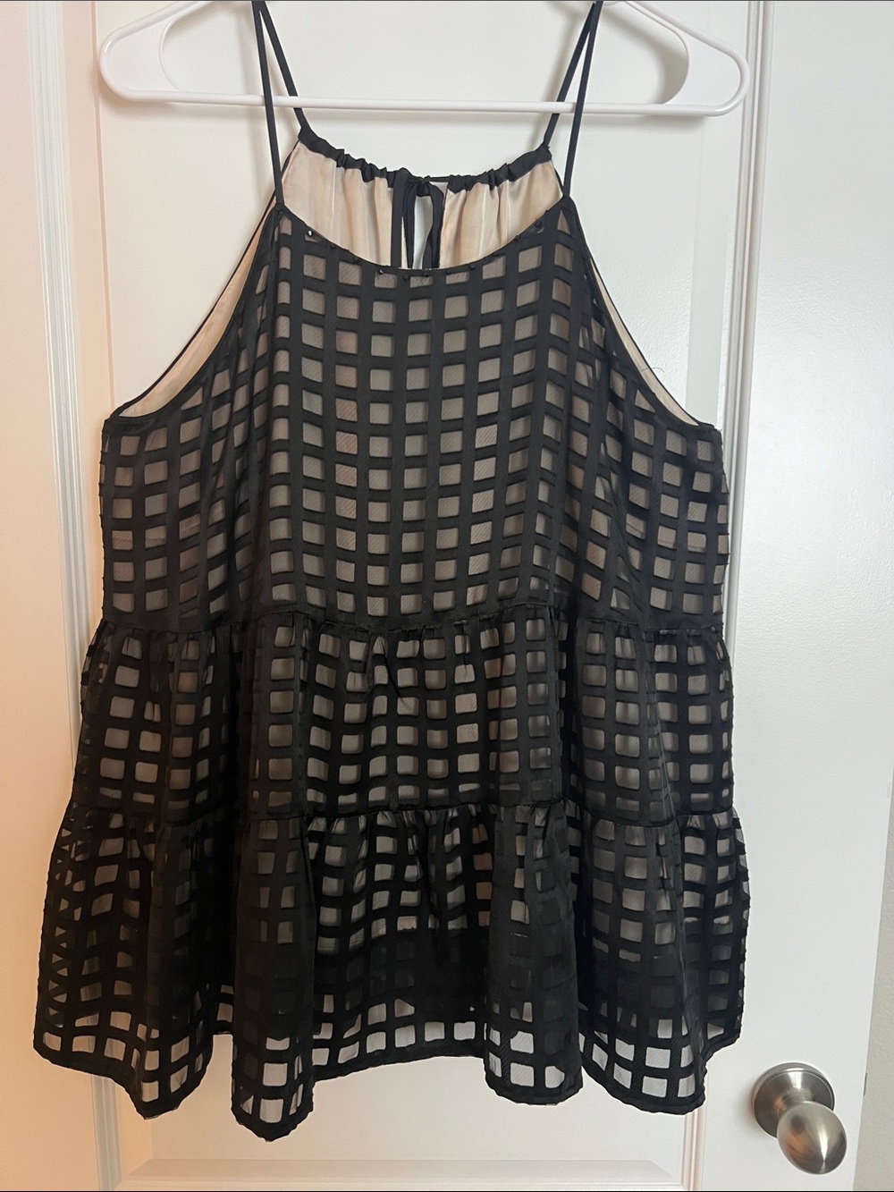HD in Paris Black Grid Overlay Camisole with Cream Lining